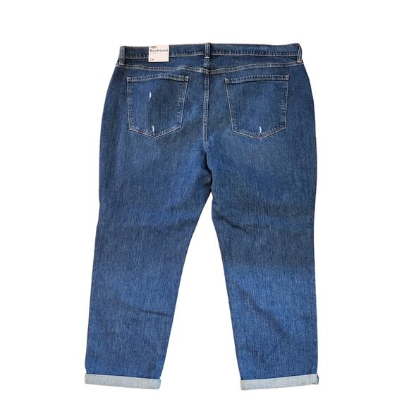 NWT Old Navy Women Jeans Size 18 Cropped Boyfriend Cuffed Distressed Ripped - Picture 2 of 15